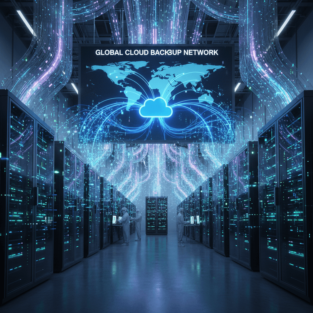 Cloud backup servers with data streams in a modern data center