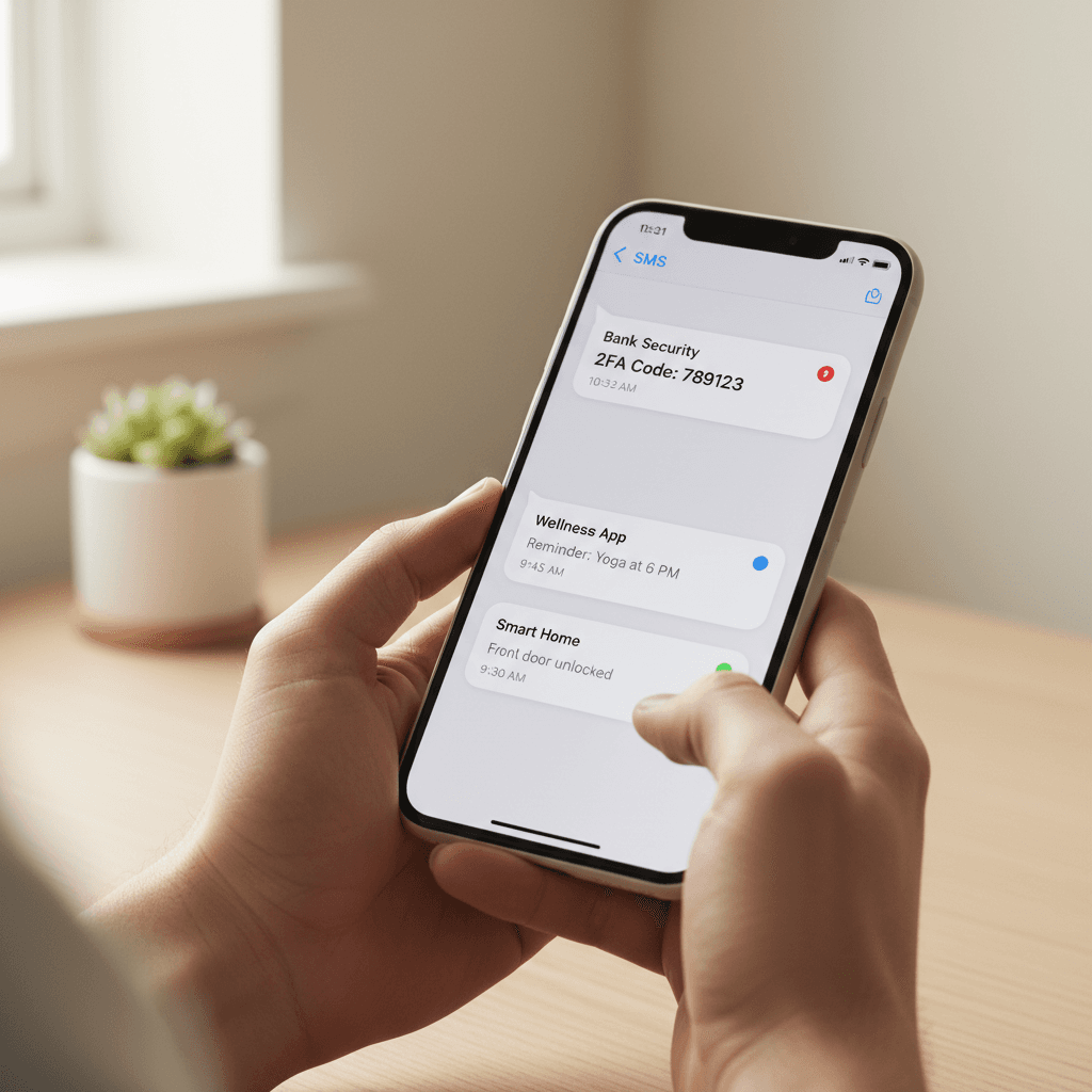 Smartphone showing a missed call with an automatic text back feature on the screen